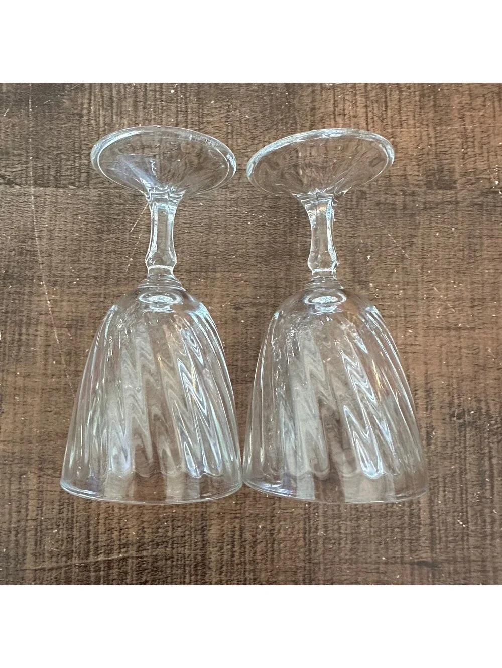 Vintage Clear Swirl Glass Stemmed Wine Goblets 3.25